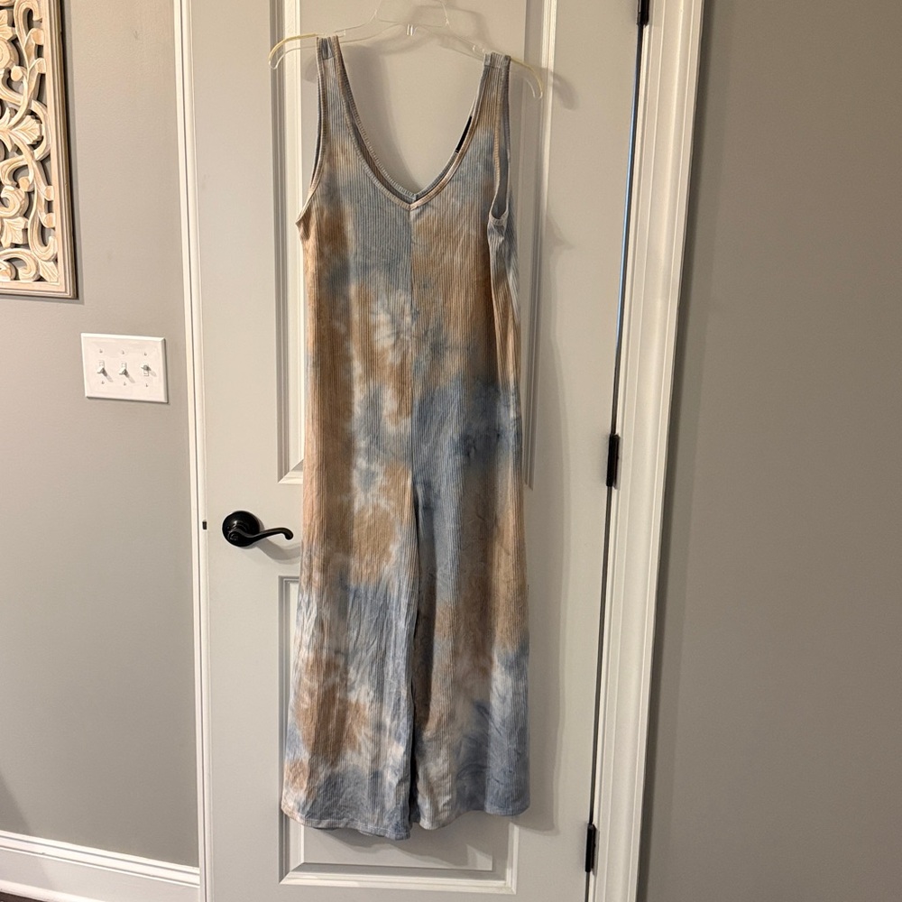 21 Saints Tie-Dye jumper Jumpsuit in Blue and Tan